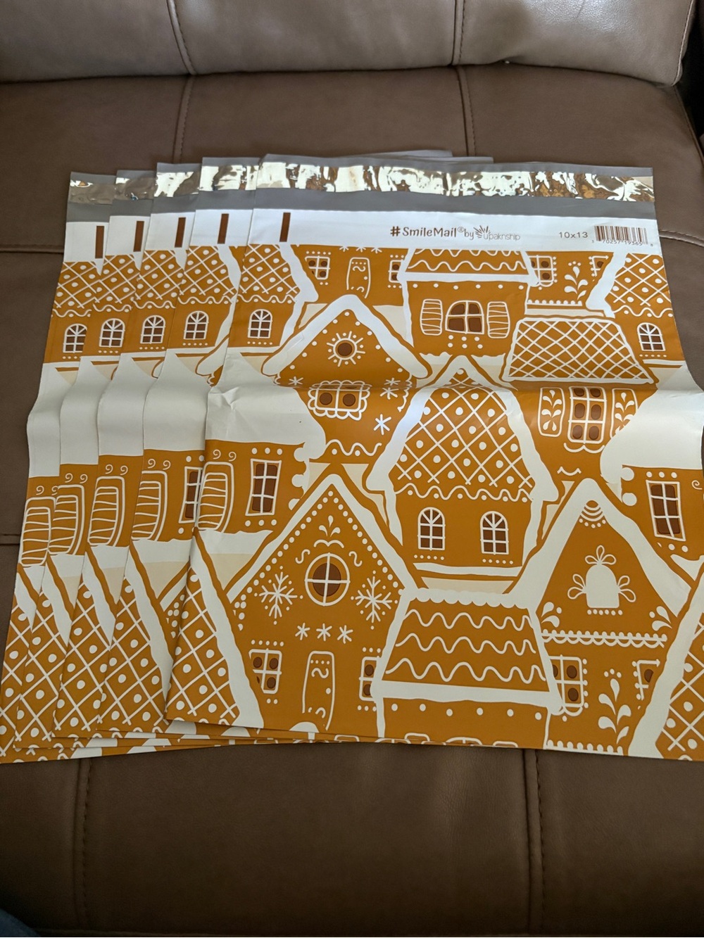 Gold Gingerbread Village Mailer Bags by - Pack of 10